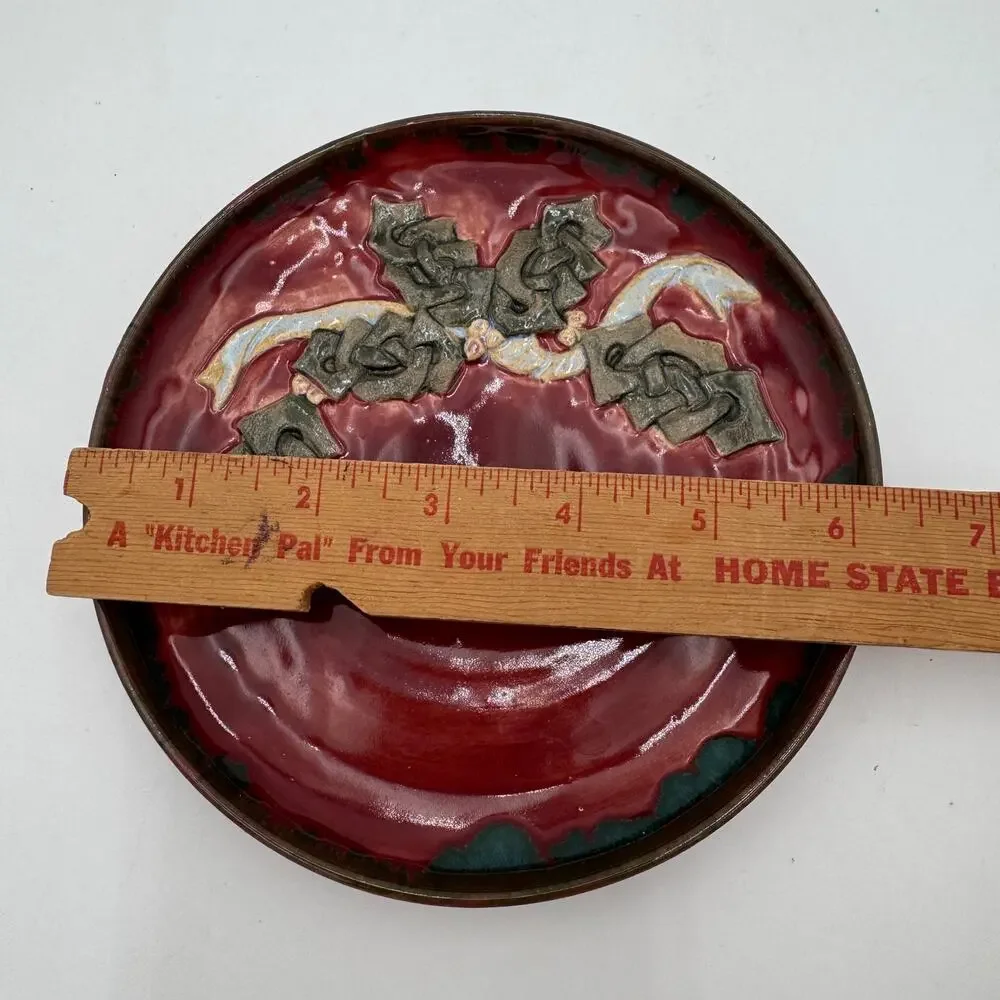 Pottery Plate Signed STK and Numbered 10/11 Holiday Decor by Simone Kilby